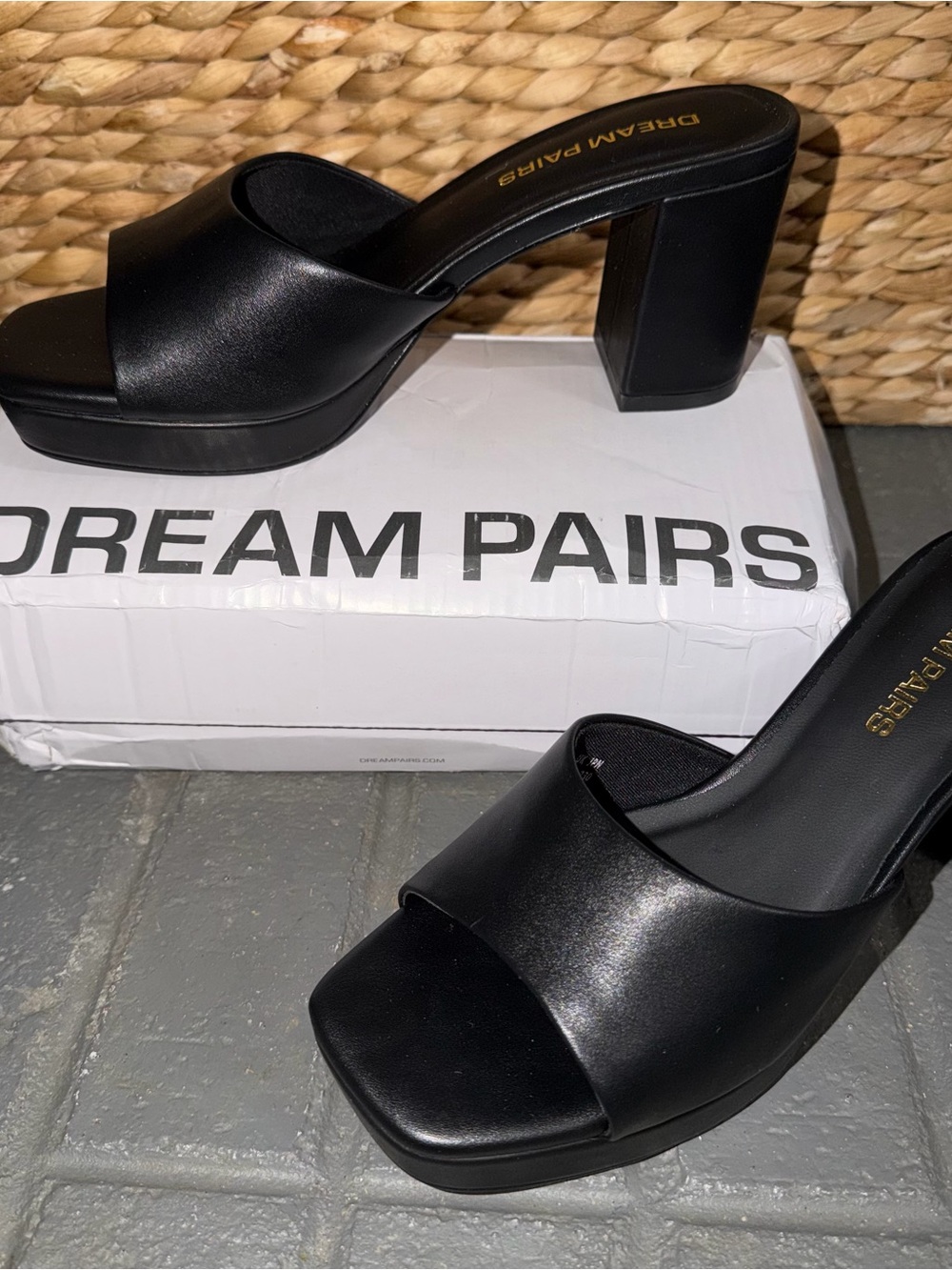 Women Mule Sandals Platform‎ Square Toe Slip-On Chunky Heel Comfy Cushion
